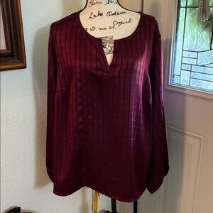 Liz Claiborne Deep Red Blouse-satin feel